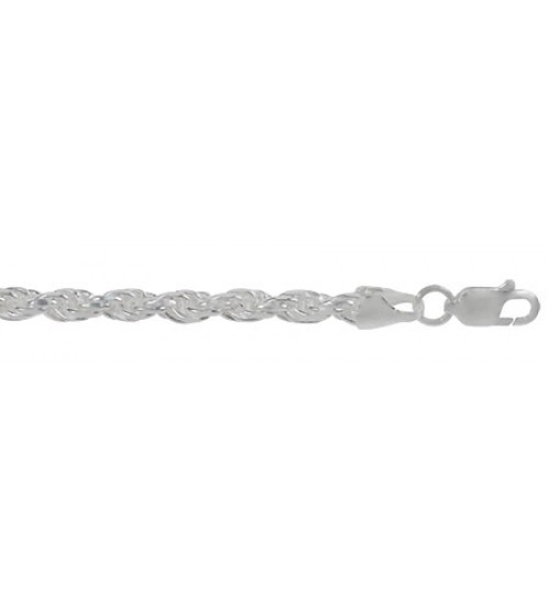 3mm Twisted Rope Chain, 7" - 36" Length, Sterling Silver
